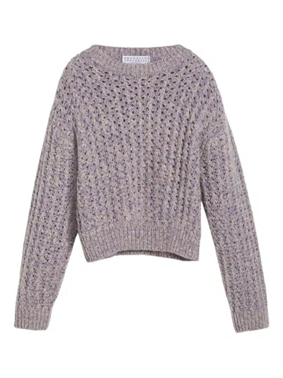Brunello Cucinelli Kids' Knitted Sweater In Purple