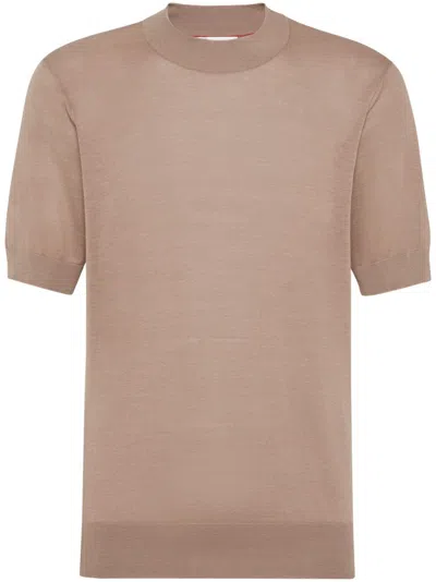 Brunello Cucinelli Knitted T-shirt In 中性色