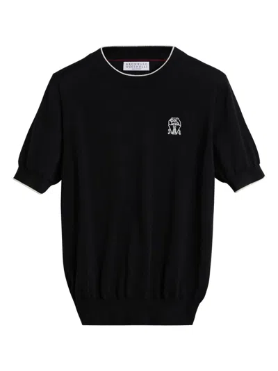 Brunello Cucinelli Kids' Knitted T-shirt In Black