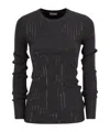 Brunello Cucinelli Cotton Jersey T-shirt With Dazzling Chalk Stripe Embroidery In Black