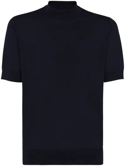 Brunello Cucinelli Knitted T-shirt In Blue