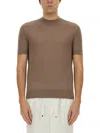 Brunello Cucinelli Ribbed Neckline Stretch Fit Lightweight T-shirt In Brown