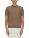 Brunello Cucinelli Ribbed Neckline Stretch Fit Lightweight T-shirt In Brown