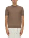 Brunello Cucinelli Ribbed Neckline Stretch Fit Lightweight T-shirt In Brown