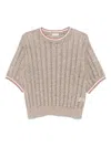 Brunello Cucinelli Crew Neck Short Sleeve Sweater In Neutrals