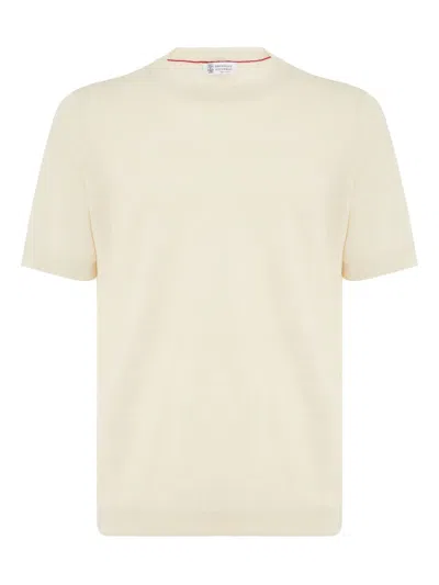 Brunello Cucinelli Knitted T-shirt In Neutrals