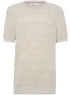 Brunello Cucinelli Knitted T-shirt In Neutrals