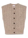 Brunello Cucinelli Beige Crew Neck Knit Gilet