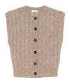 Brunello Cucinelli Beige Crew Neck Knit Gilet