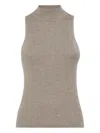 Brunello Cucinelli Sleeveless Knitted Vest In Gray