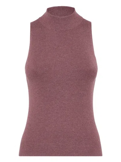 Brunello Cucinelli Knitted Top In Burgundy