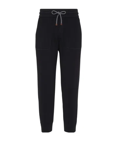 Brunello Cucinelli Knitted Track Pants In Black