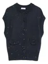 Brunello Cucinelli Sequin-embellished Cardigan In Blue