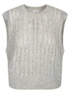 Brunello Cucinelli Sparkling Beige Cashmere Wool Vest In Gray
