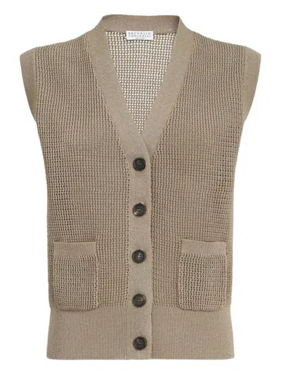 Brunello Cucinelli Knitted Vest In Gray