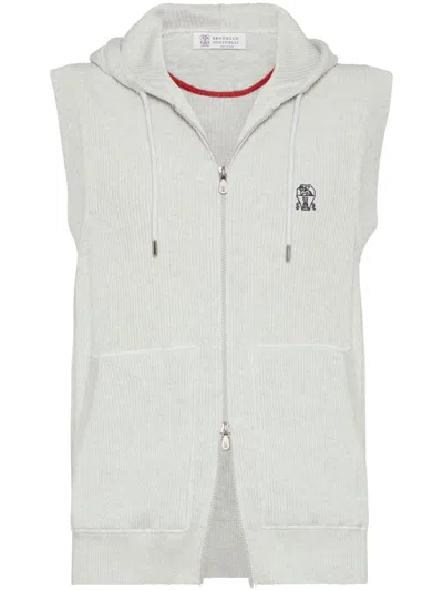 Brunello Cucinelli Knitted Vest In Grey