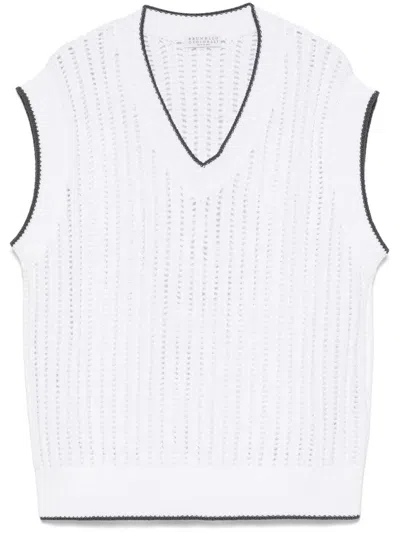 Brunello Cucinelli Knitted Vest In White