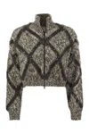 Brunello Cucinelli Luxury Wool-blend Diamond Knit Cardigan In Grey