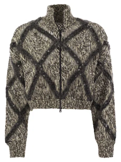 Brunello Cucinelli Knitted Wool-blend Cardigan In Grey