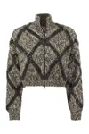 Brunello Cucinelli Luxury Wool-blend Diamond Knit Cardigan In Grey