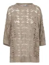 Brunello Cucinelli Hazelnut Lurex Crochet Boatneck Sweater