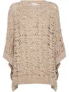Brunello Cucinelli Open-knit Lightweight Top With Wide Sleeves