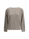 Brunello Cucinelli Ribbed Crew Neck Knitwear With Lurex Shine