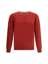 Brunello Cucinelli Cashmere And Silk Crew-neck Sweater In Red