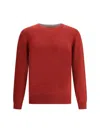 Brunello Cucinelli Cashmere And Silk Crew-neck Sweater In Red