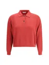 Brunello Cucinelli Ribbed Cotton Knit Polo Shirt In Red