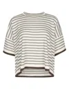 Brunello Cucinelli Striped Motif Wool And Cashmere Sweater In White