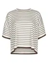 Brunello Cucinelli Striped Motif Wool And Cashmere Sweater In White