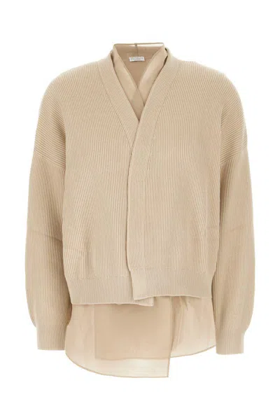 Brunello Cucinelli Layered Design Cotton Cardigan In Yellow