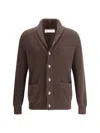 Brunello Cucinelli English Ribbed Knit Cardigan In Brown