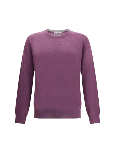 Brunello Cucinelli Round-neck Cashmere-silk Blend Sweater In Purple