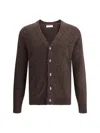 Brunello Cucinelli Dark Brown V-necked Cardigan In Brown
