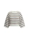 Brunello Cucinelli Women Sweater In Perforated Knit In Gray