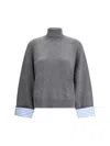 Brunello Cucinelli High Collar Knit Sweater In Gray