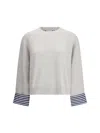 Brunello Cucinelli Cashmere Sweater Striped Cuffs Jewels