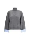 Brunello Cucinelli High Collar Knit Sweater In Gray