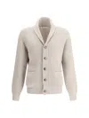 Brunello Cucinelli Beige Cotton Knitted Cardigan In Beige