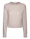 Brunello Cucinelli Sequin-embellished Open-knit Jumper In Beige