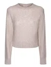 Brunello Cucinelli Sequin-embellished Open-knit Jumper In Beige