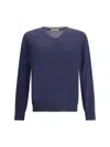 Brunello Cucinelli Men Ultrafine Virgin Wool Sweater In Blue