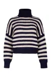 Brunello Cucinelli Striped Sweater In Wool And Cashmere In Blue