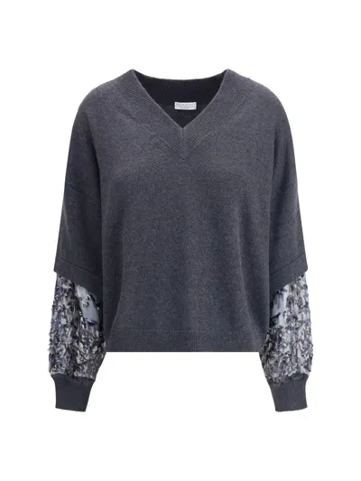 Brunello Cucinelli Cashmere Sweater In Gray