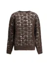 Brunello Cucinelli Foliage Lace Linen And Silk Diamond Knit In Brown