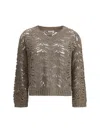Brunello Cucinelli V-neck Long-sleeved Sweater In Brown