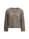 Brunello Cucinelli V-neck Long-sleeved Sweater In Brown