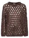 Brunello Cucinelli Rustic Dazzling Net Sweaters And Cardigans Brown In Brown